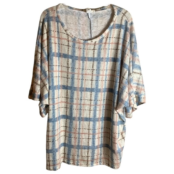 LOVE in Slouchy Plaid Top Made in USA Large - Picture 1 of 4